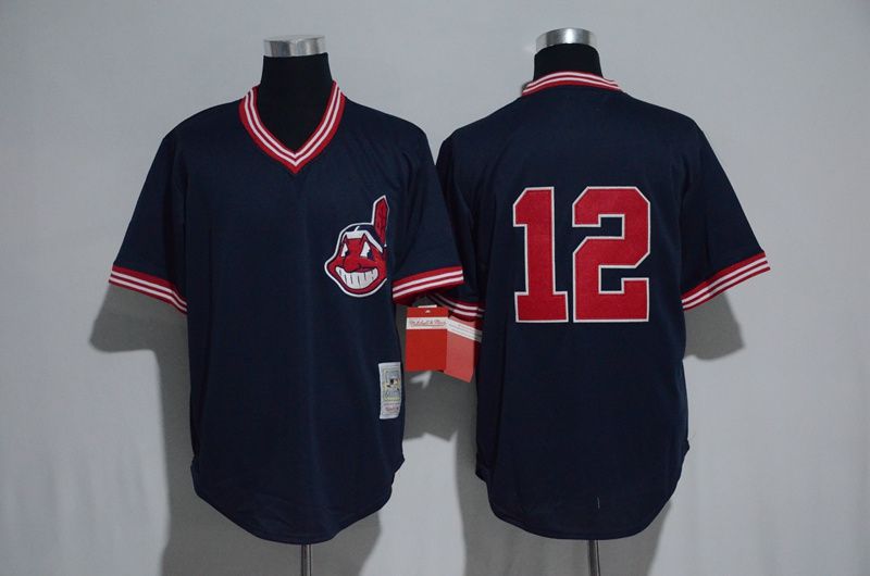 Men Cleveland Indians 12 Francisco Lindor Blue MLB Jerseys